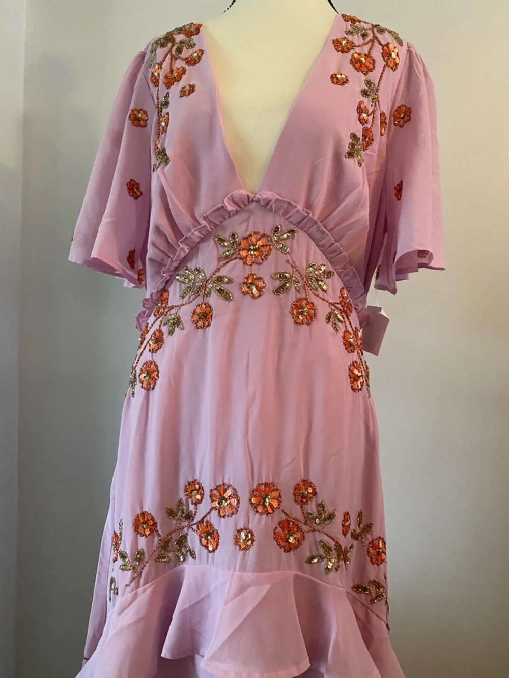 Maya Deluxe size 12 pink embellished beaded dress NWT - Picture 2 of 12
